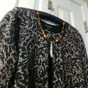 New York & Company Black Printed Cardigan.
